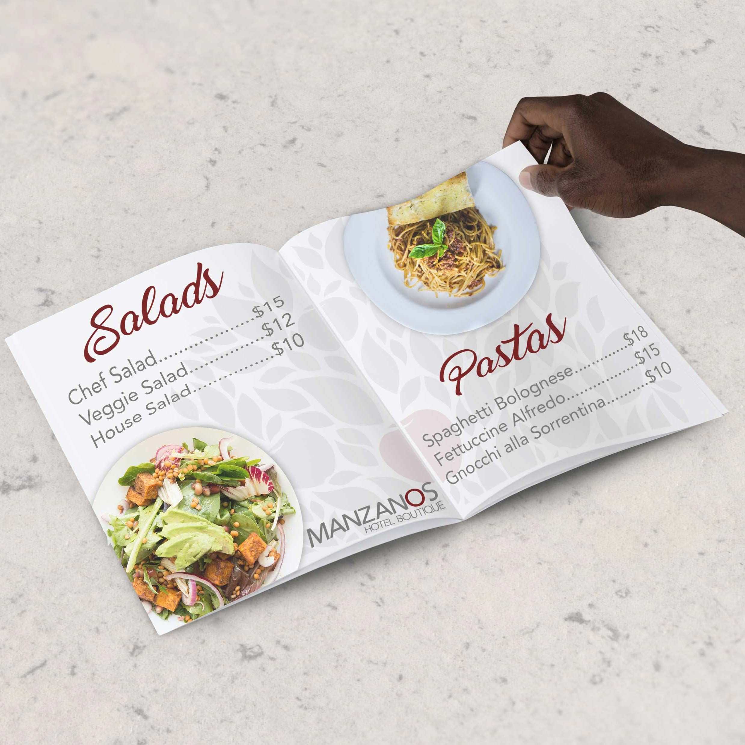 Hotel Manzanos - Room Service Menu